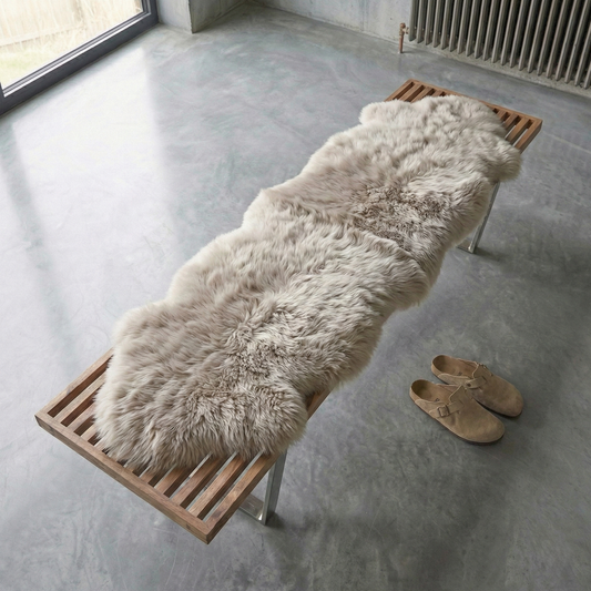 Natural Premium New Zealand Sheepskin Rug & Throw, Double, W65 x L180 cm, Oyster (Cloud Dancer)