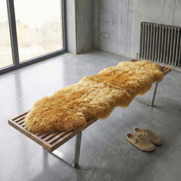 Double New Zealand Sheepskin Rug & Throw, 2-Pelt, Medium, L180 x W65 cm, Squash