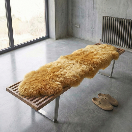 Natural Premium New Zealand Sheepskin Rug & Throw, Double, W65 x L180 cm, Squash