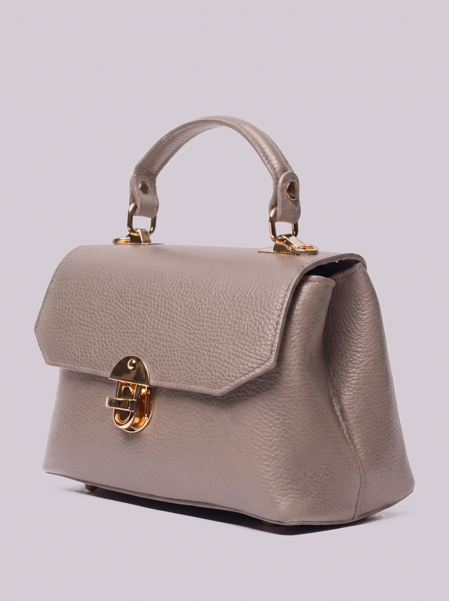 Clemés Lola Dollaro crossbody bag in Beige leather, three-quarter view
