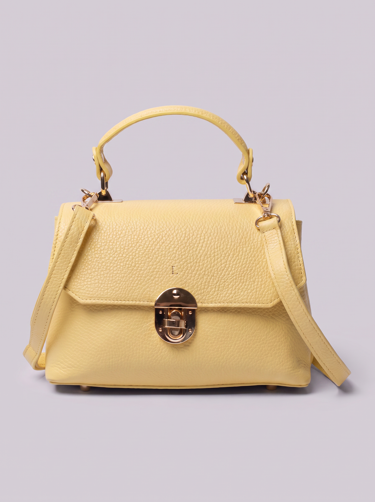 Clemés Lola Dollaro crossbody bag in Lemon leather, front view