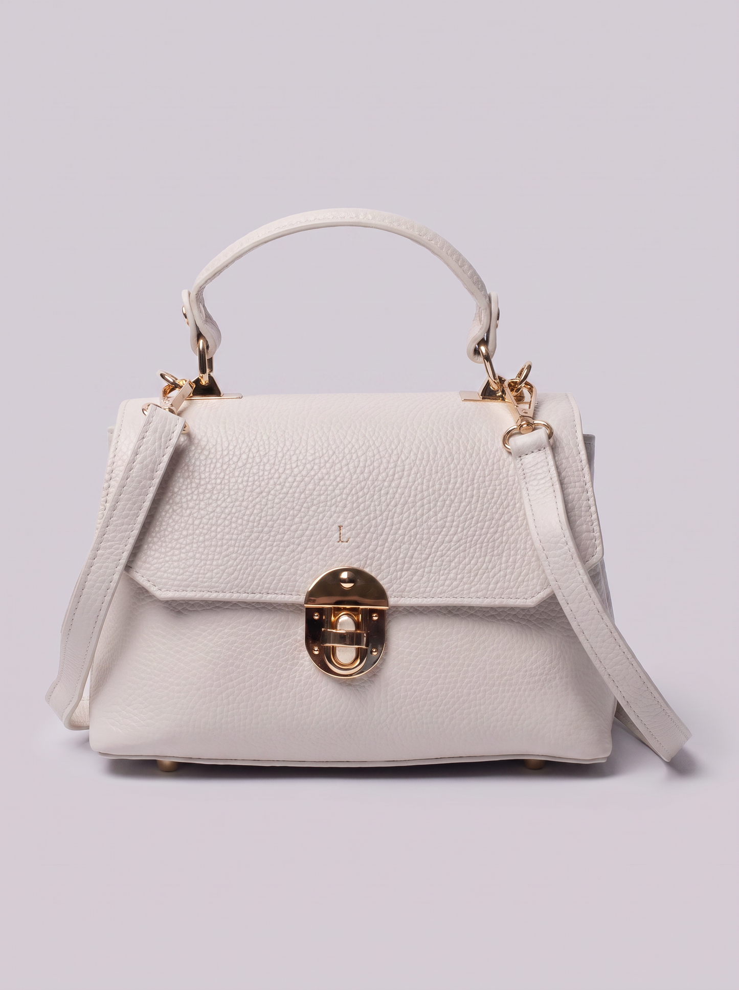 Clemés Lola Dollaro crossbody bag in White leather, front view