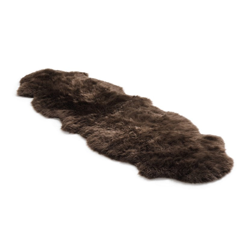 Natural Premium New Zealand Sheepskin Rug & Throw, Double, W65 x L180 cm, Chocolate