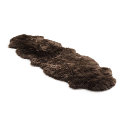 Natural Premium New Zealand Sheepskin Rug & Throw, Double, W65 x L180 cm, Chocolate