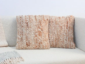 Terracotta Stripe Wool and Jute Cushion 50 x 50 cm