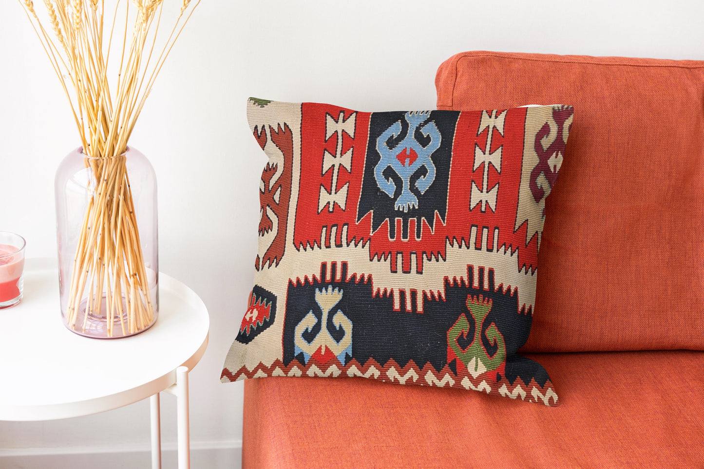 Turkish Kilim Vintage Cushion Cover - 40 x 40 cm