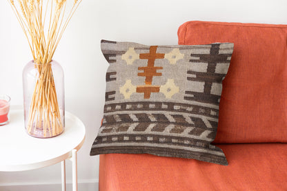 Turkish Kilim Vintage Cushion Cover - 40 x 40 cm