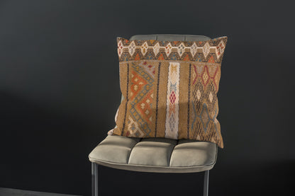 Turkish Kilim Vintage Cushion Cover - 40 x 40 cm