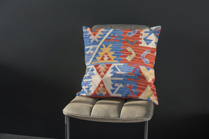 Turkish Kilim Vintage Cushion Cover - 40 x 40 cm