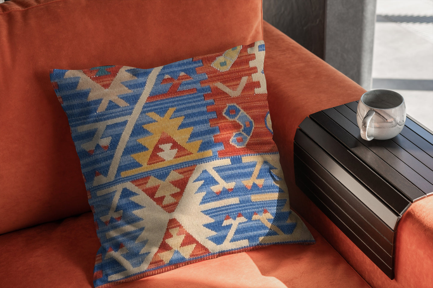 Turkish Kilim Vintage Cushion Cover - 40 x 40 cm