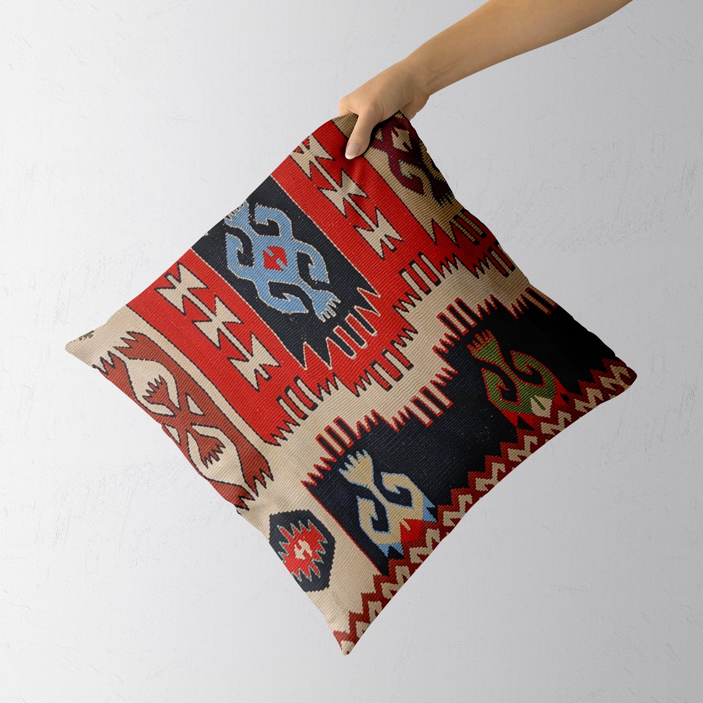 Turkish Kilim Vintage Cushion Cover - 40 x 40 cm