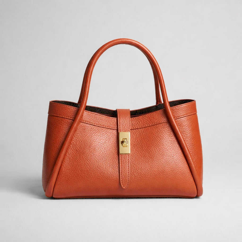 Bianca Leather Tote Bag - Burnt Orange