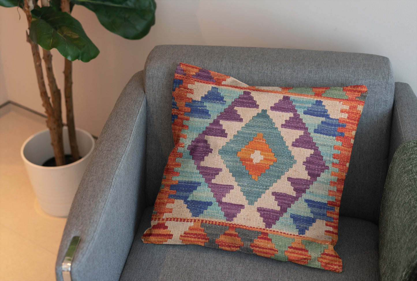 Afghan Kilim Cushion Cover - 45 x 45 cm