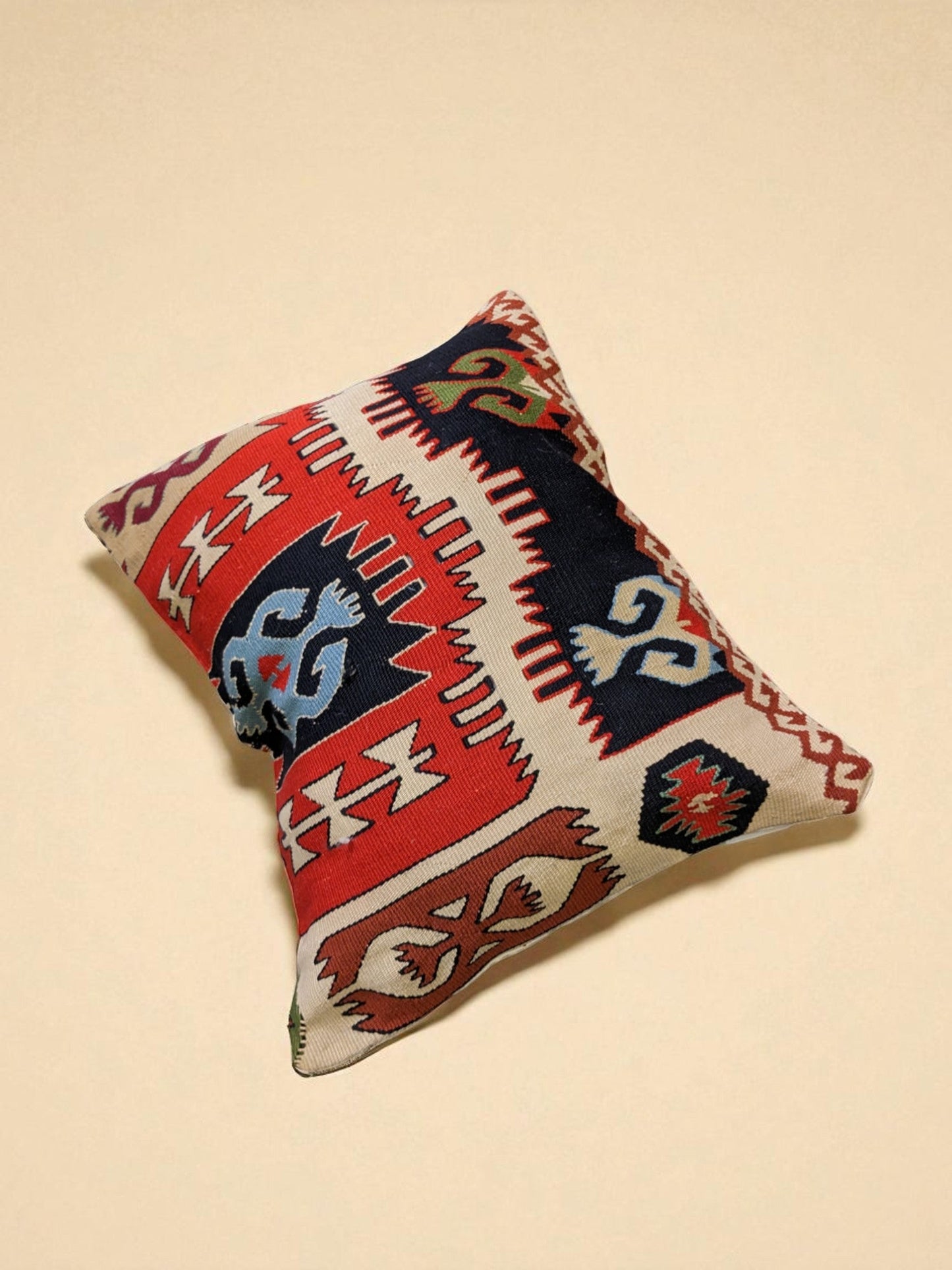 Turkish Kilim Vintage Cushion Cover - 40 x 40 cm