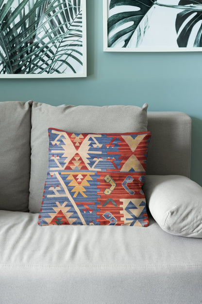 Turkish Kilim Vintage Cushion Cover - 40 x 40 cm