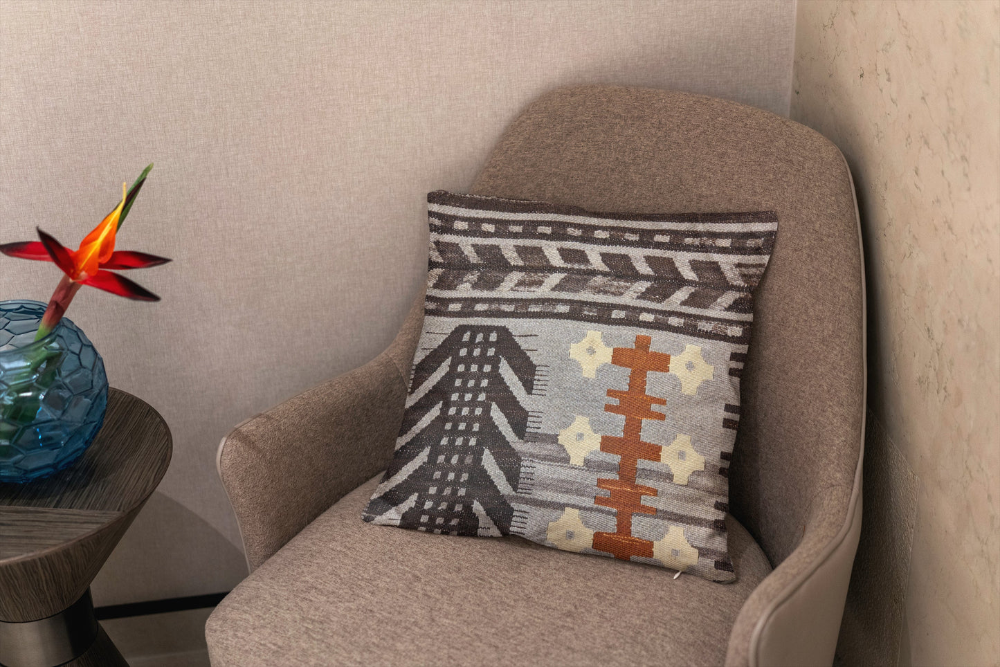 Turkish Kilim Vintage Cushion Cover - 40 x 40 cm