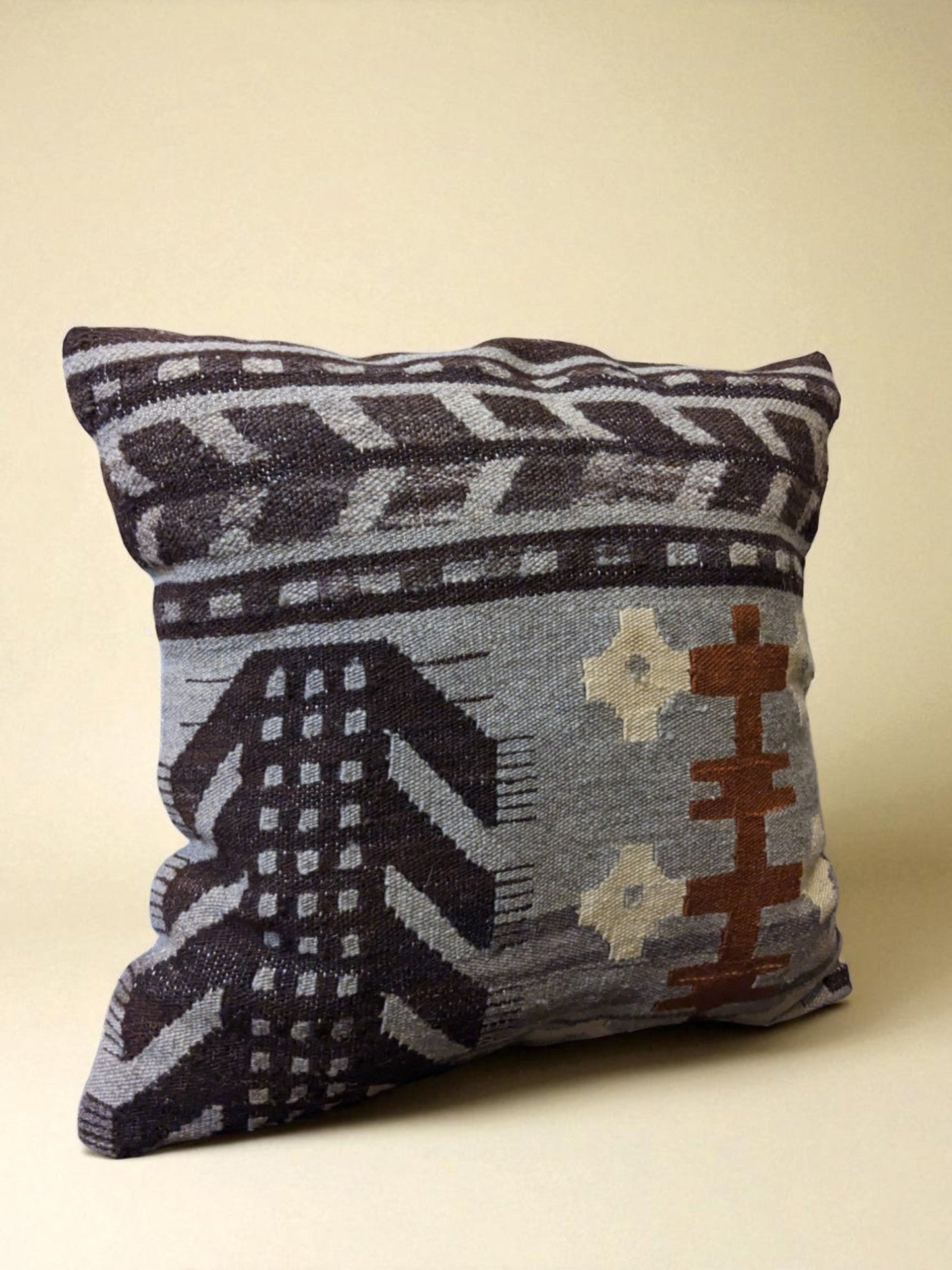 Turkish Kilim Vintage Cushion Cover - 40 x 40 cm