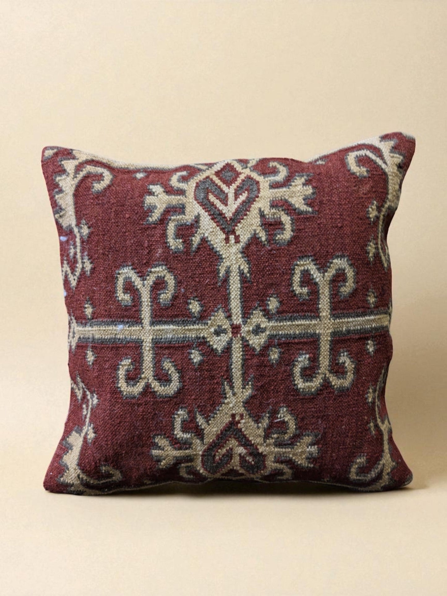 Turkish Kilim Vintage Cushion Cover - 40 x 40 cm