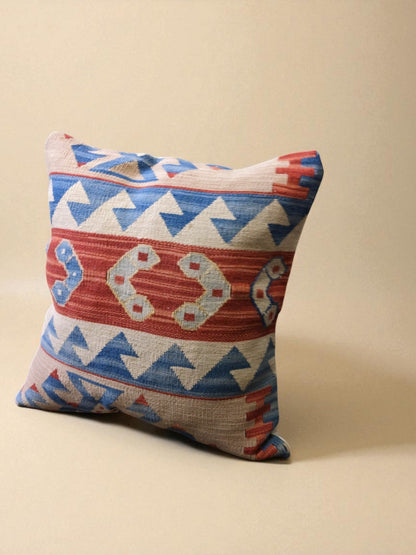 Turkish Kilim Vintage Cushion Cover - 40 x 40 cm
