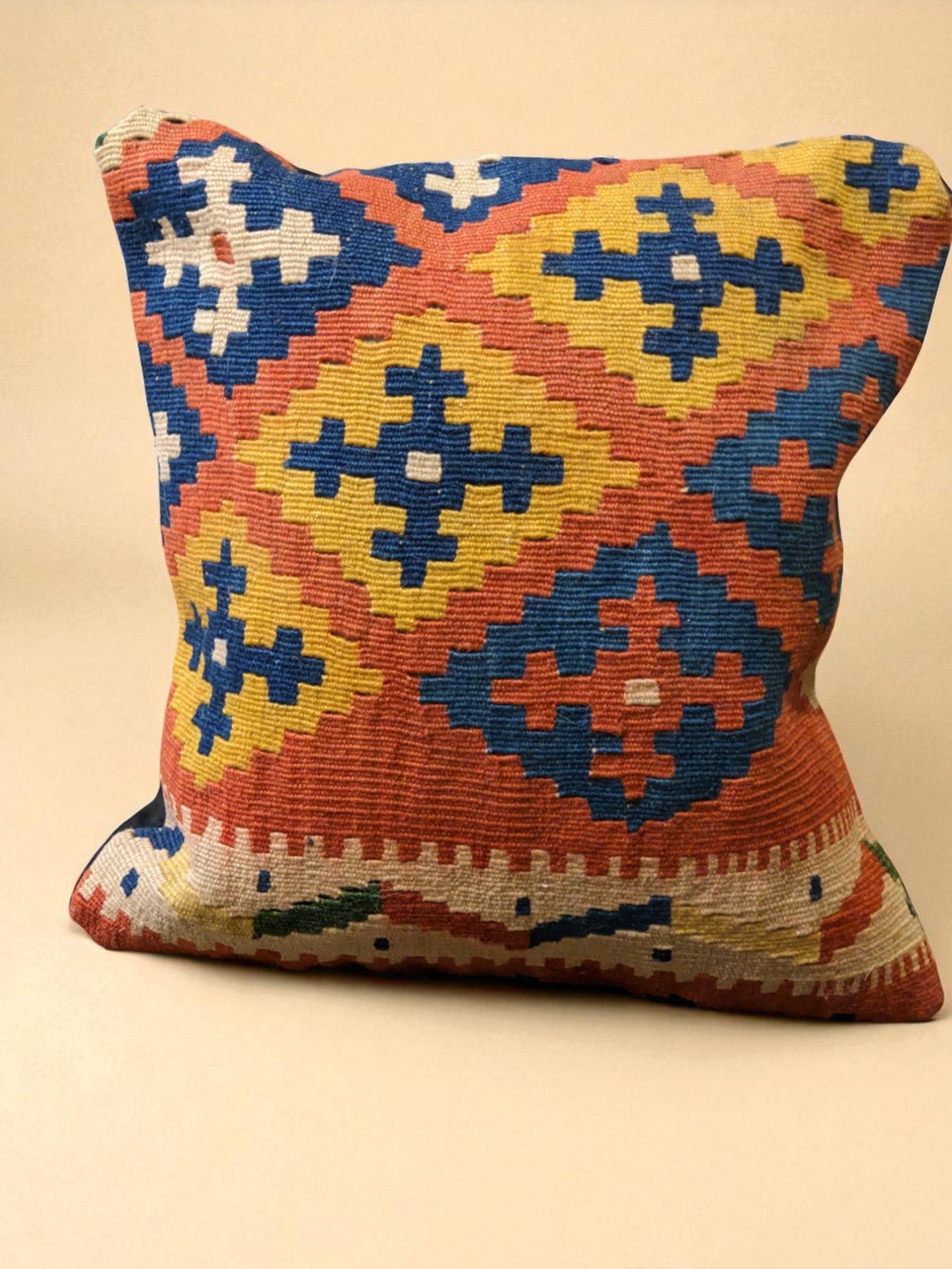 Turkish Kilim Vintage Cushion Cover - 42 x 40 cm