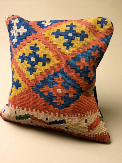 Turkish Kilim Vintage Cushion Cover - 42 x 40 cm