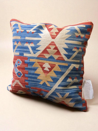 Turkish Kilim Vintage Cushion Cover - 40 x 40 cm