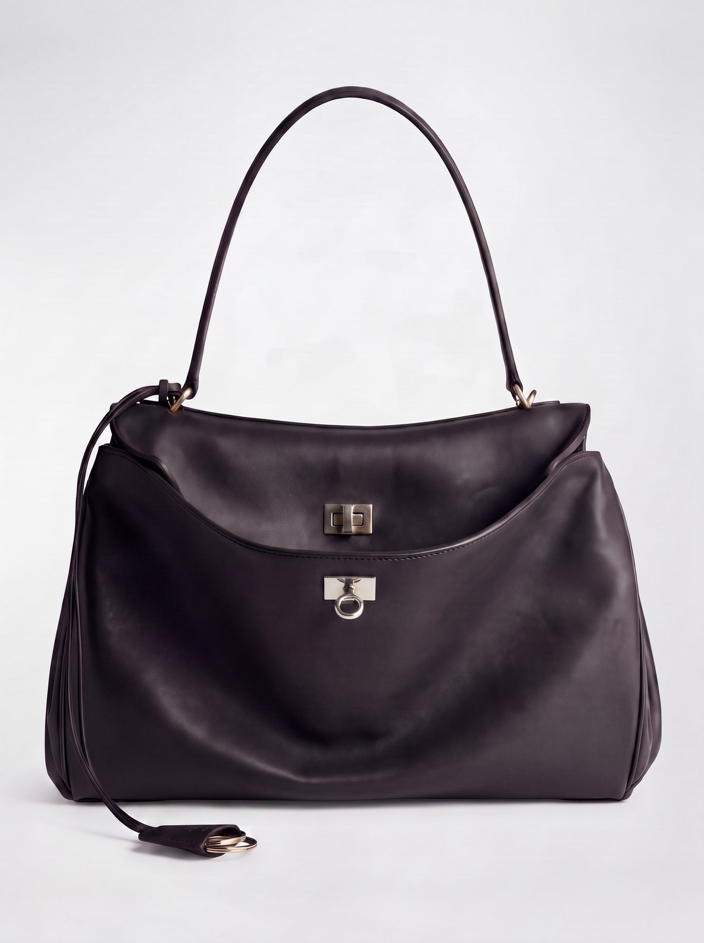 Vivienne Leather Shoulder Bag by Clemés in Black with Silver Hardware