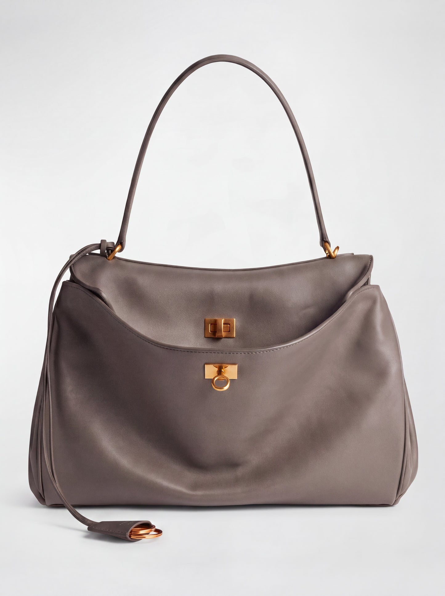 Vivienne Leather Shoulder Bag by Clemés in Grey