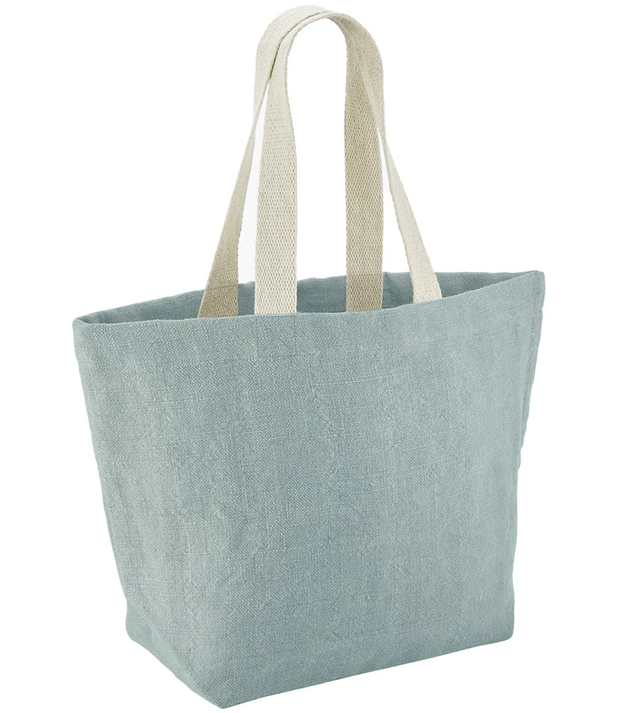 Marina Soft Washed Jute Beach Bag by Clemés - Duck Egg Blue side