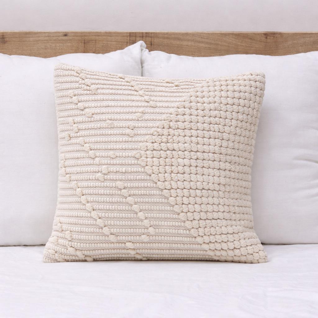 Dune Grid Natural Wool Cushion 50 x 50 cm