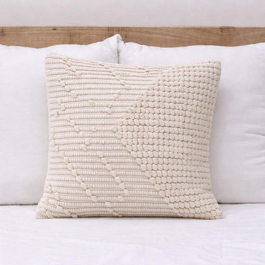 Dune Grid Natural Wool Cushion 50 x 50 cm