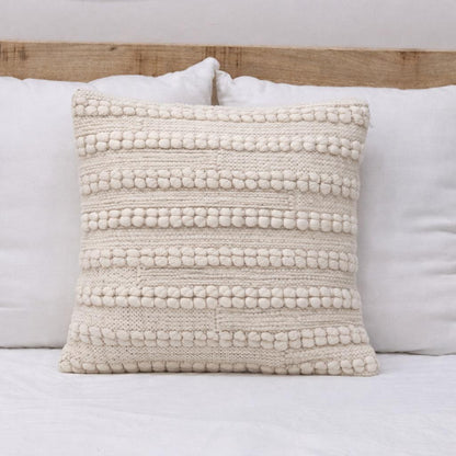 Pom Stripe Natural Wool Cushion 50 x 50 cm