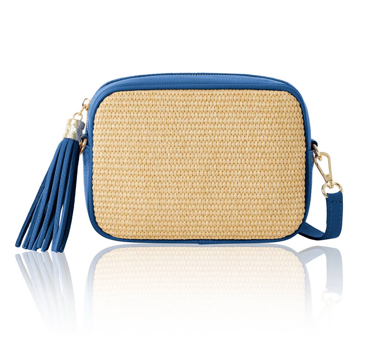 Éloise Raffia & Leather Tassel Camera Crossbody Bag by Clemés