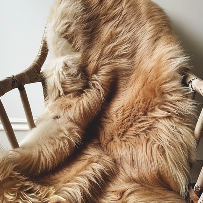 Natural Premium Argentine Criollo Long Hair Goatskin, Caramel