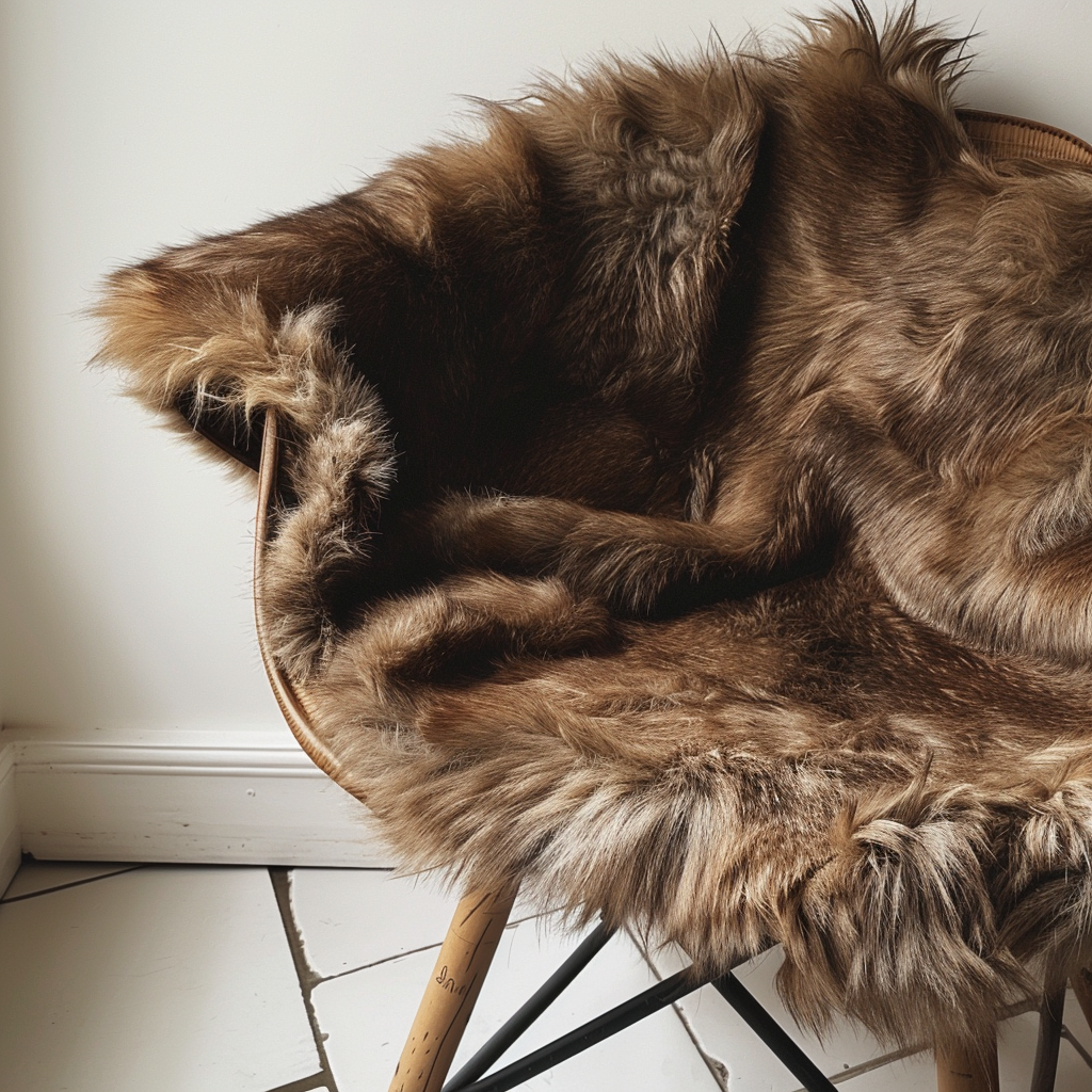 Natural Premium Argentine Criollo Long Hair Goatskin, Chocolate