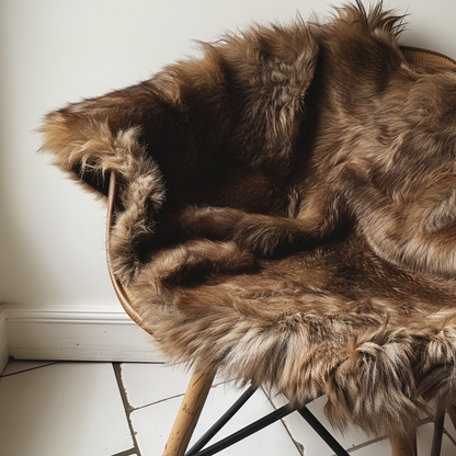 Natural Premium Argentine Criollo Long Hair Goatskin, Chocolate