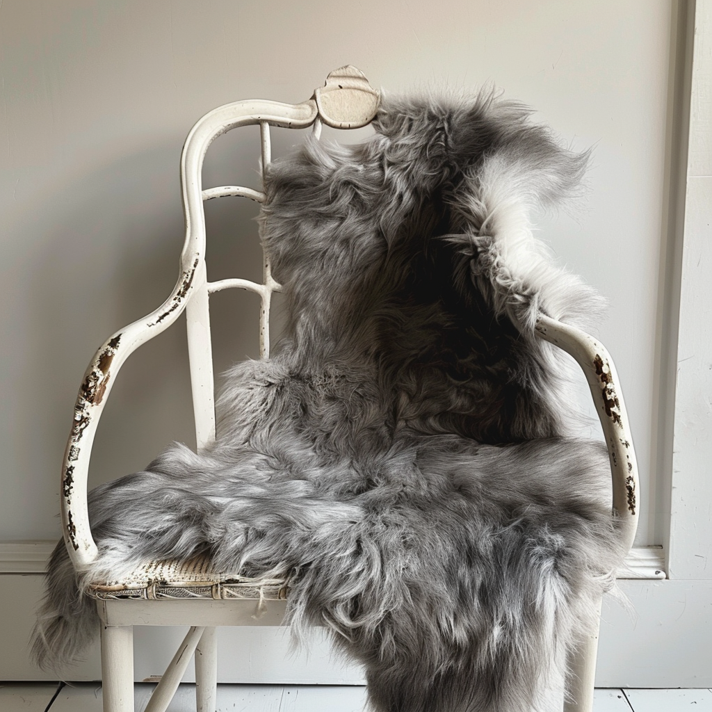 Natural Premium Argentine Criollo Long Hair Goatskin, Dark Grey