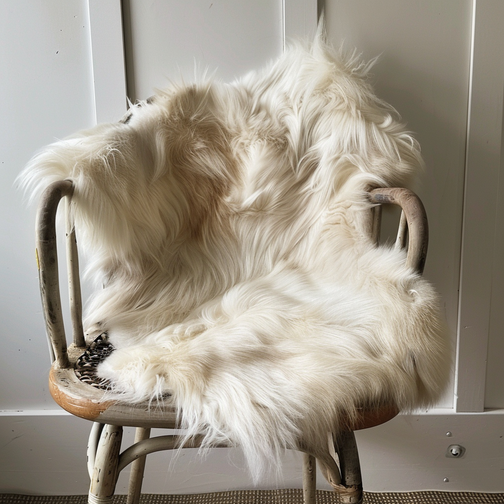 Natural Premium Argentine Criollo Long Hair Silky Goatskin, Ivory