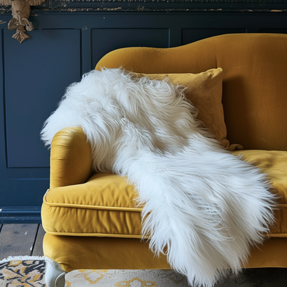 Natural Premium Argentine Criollo Long Hair Silky Goatskin, Ivory