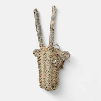 Handwoven Palm Leaf Antelope Wall Decor,Moroccan Animal Head