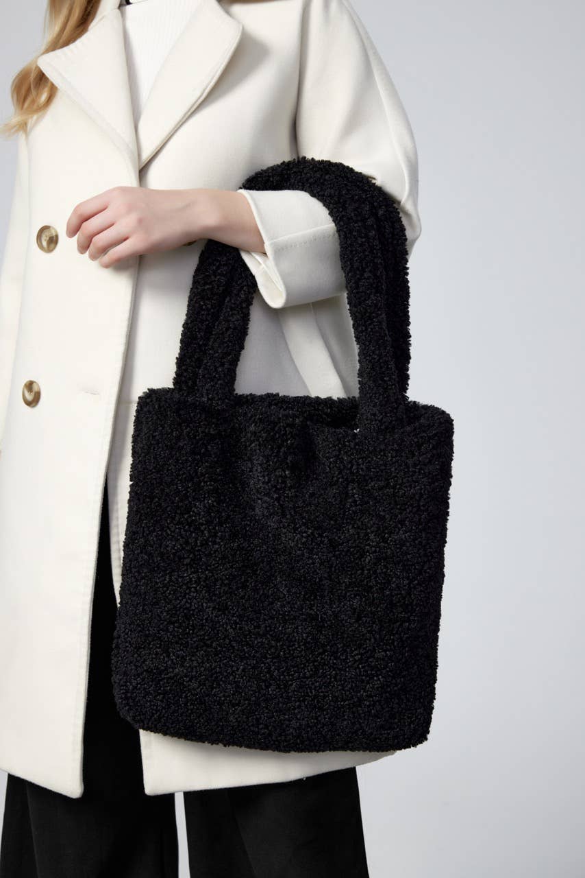 Delphine Faux Shearling Tote Shoulder Bag by Clemés