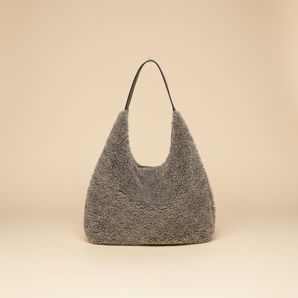 Anaïs Faux Shearling & Leather Hobo Handbag by Clemés