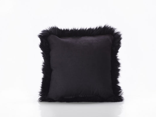 Natural Premium New Zealand Sheepskin Cushion 40 x 40 cm, Black