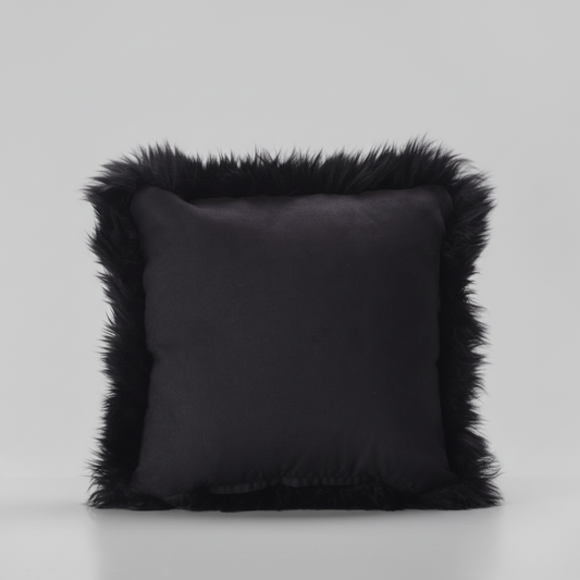 Natural Premium New Zealand Sheepskin Cushion 40 x 40 cm, Black
