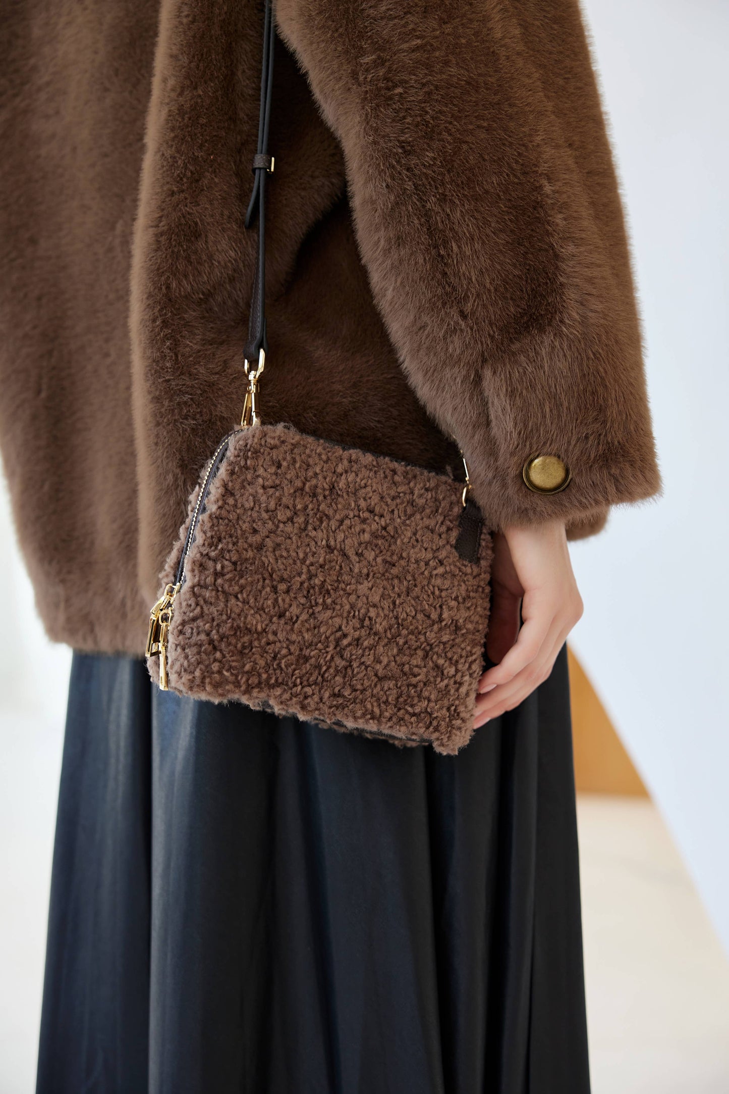Zita Faux Shearling Crossbody Bag by Clemés
