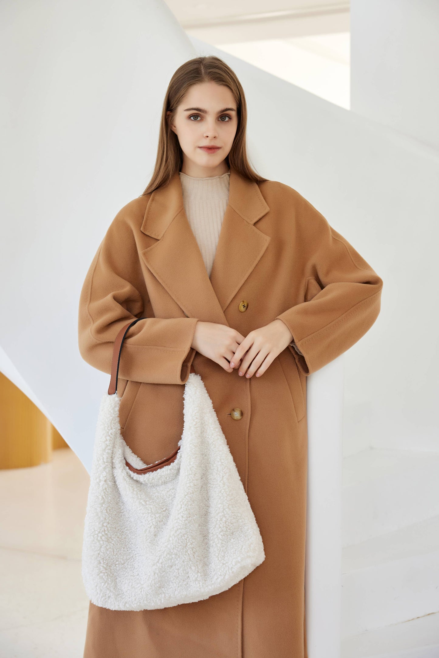 Anaïs Faux Shearling & Leather Hobo Handbag by Clemés