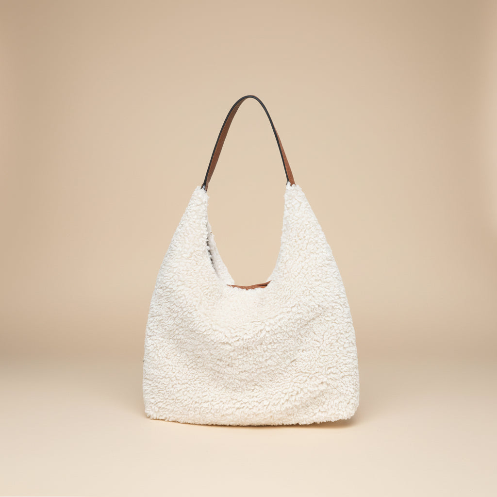Anaïs Faux Shearling & Leather Hobo Handbag by Clemés