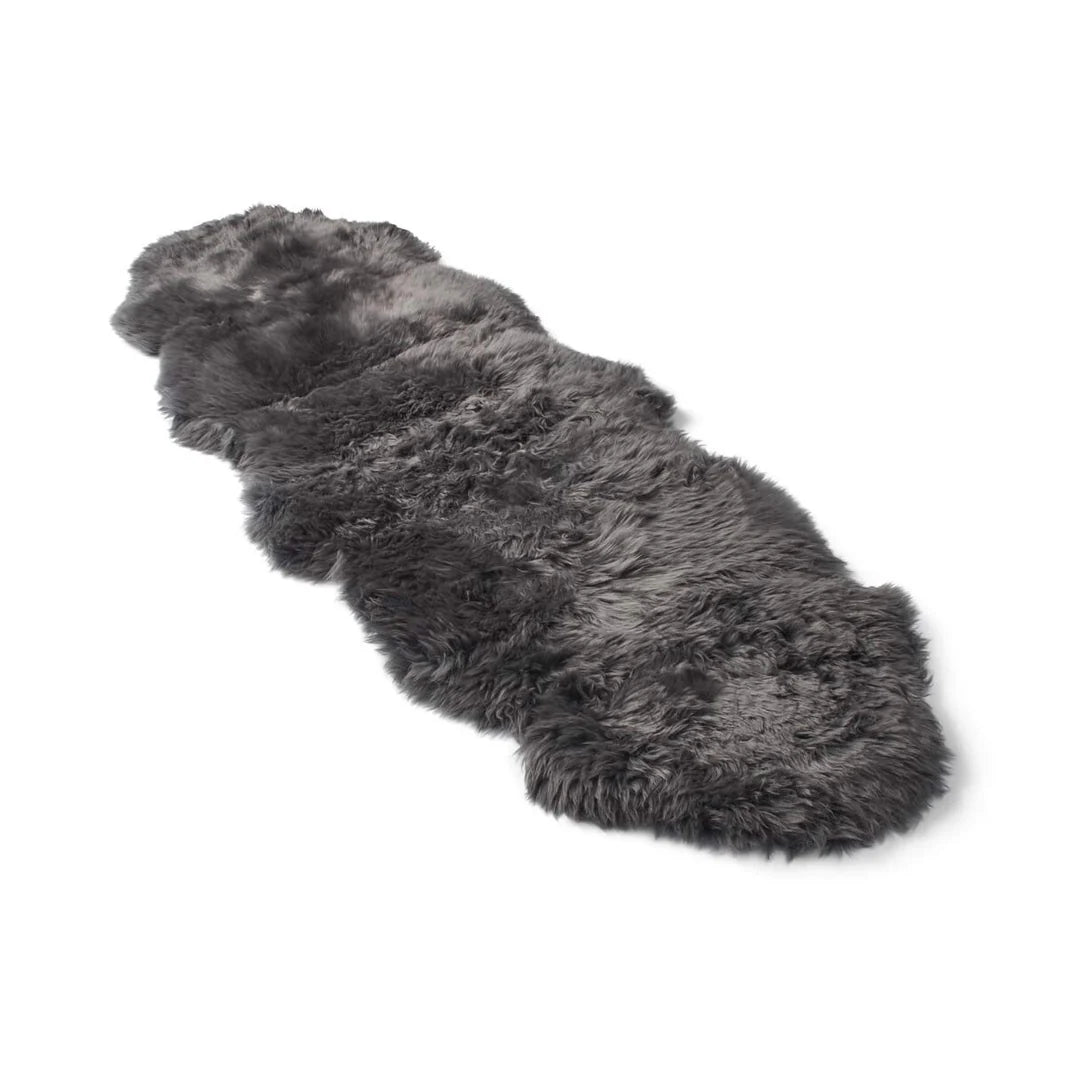 Natural Premium New Zealand Sheepskin Rug & Throw, Double, W65 x L180 cm, Charcoal