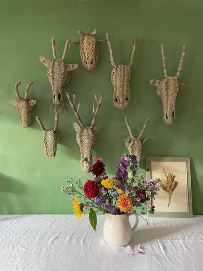 Mini Woven Animal Head, Buffalo