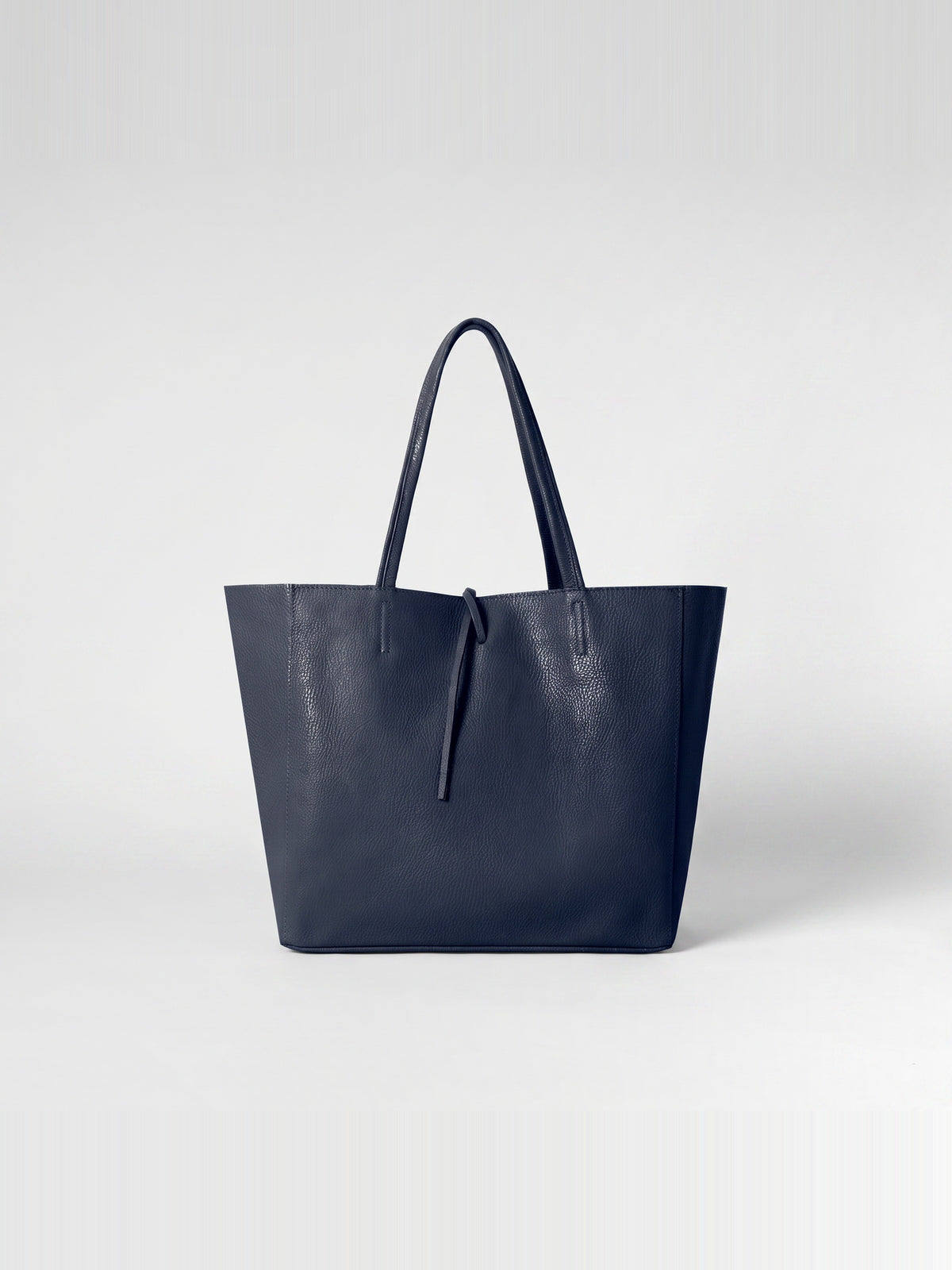 Carlotta oversized leather tote by Clemés in Navy leather, straight front studio view